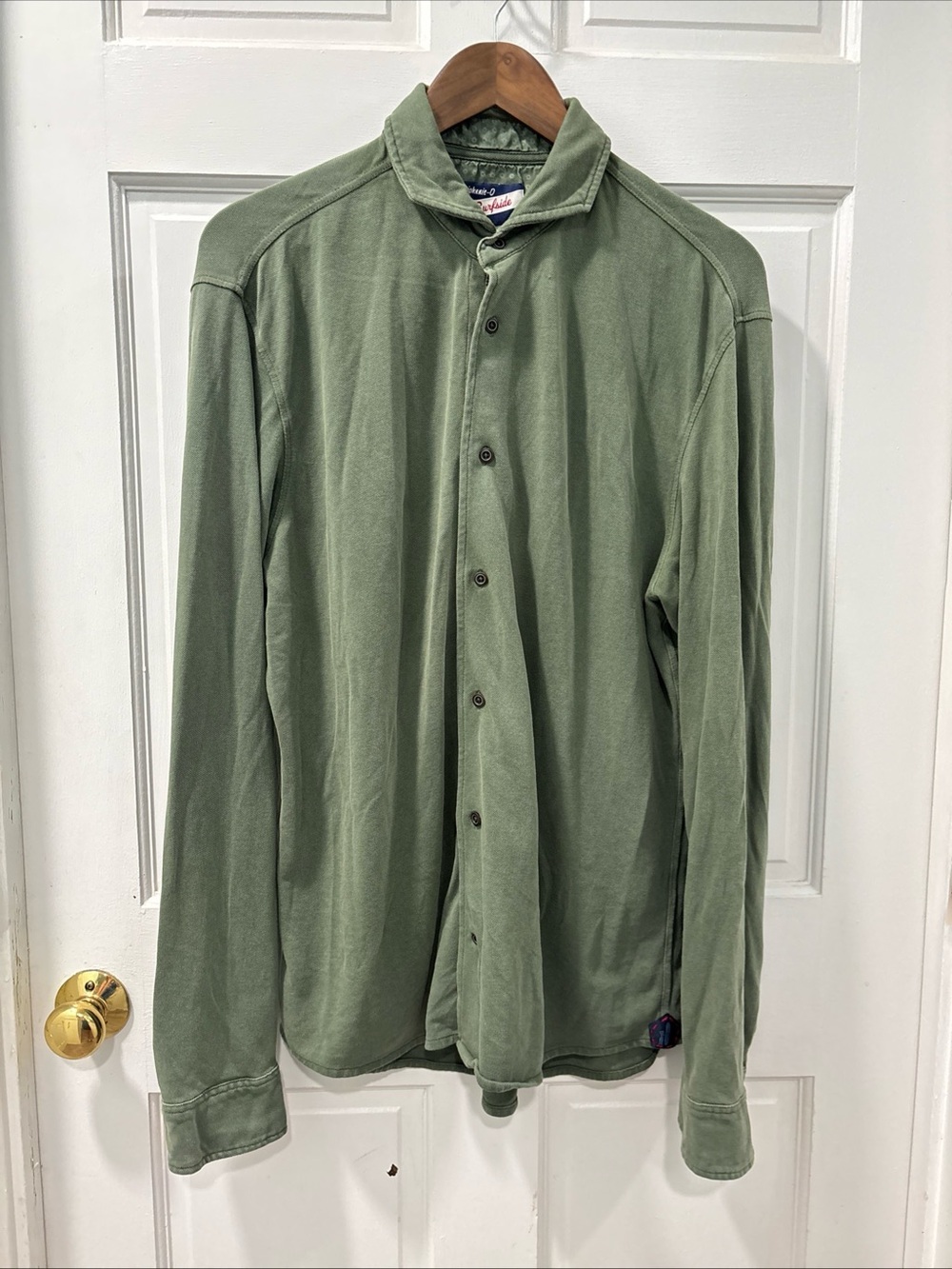 Johnnie-O Men’s Surfside Pique Button Up Shirt Size Large Green EUC Relaxed Fit